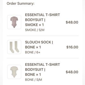 SKIMS essential T-shirt bodysuit in smoke & bone with matching slouch socks